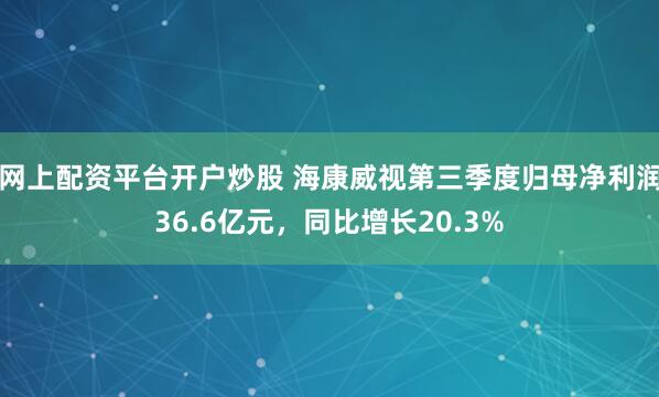 网上配资平台开户炒股 海康威视第三季度归母净利润36.6亿元,同比增长20.3%